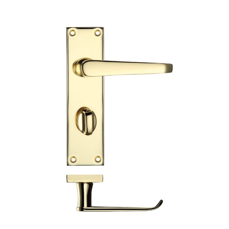 Zoo Project Victorian Flat Lever on Bathroom Backplate 150 x 40mm-Electro Brass