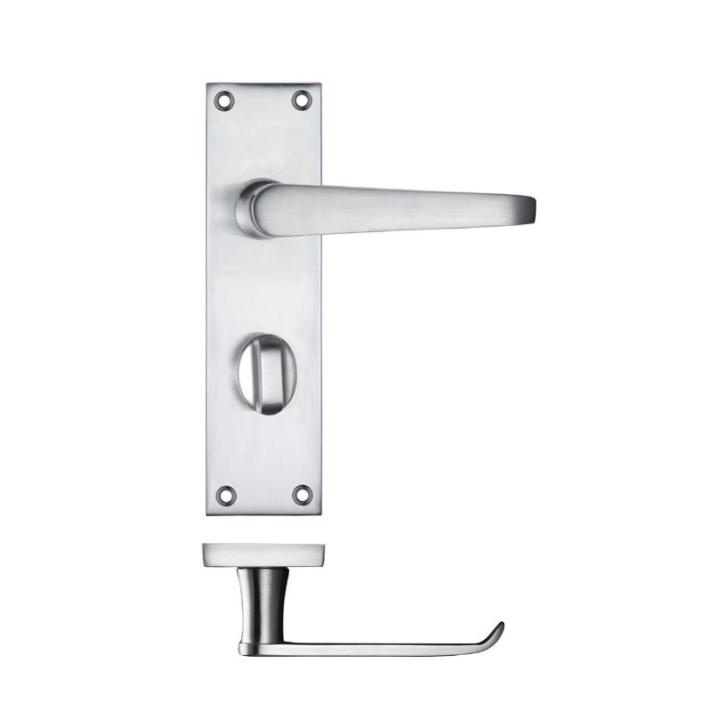 Zoo Project Victorian Flat Lever on Bathroom Backplate 150 x 40mm-Satin Chrome