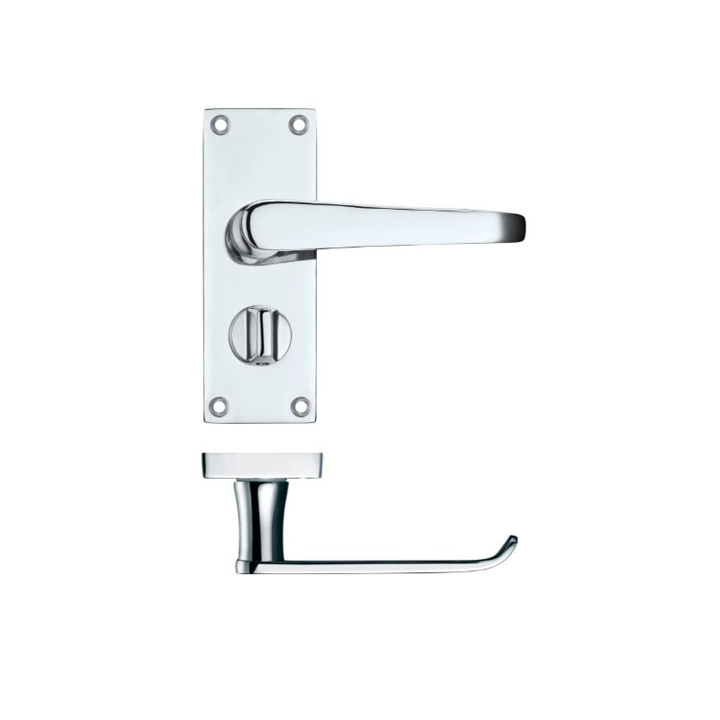 Zoo Project Victorian Flat Lever on Privacy Backplate 114 x 40mm-Polished Chrome