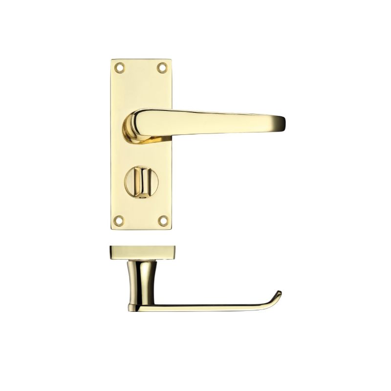 Zoo Project Victorian Flat Lever on Privacy Backplate 114 x 40mm-Electro Brass