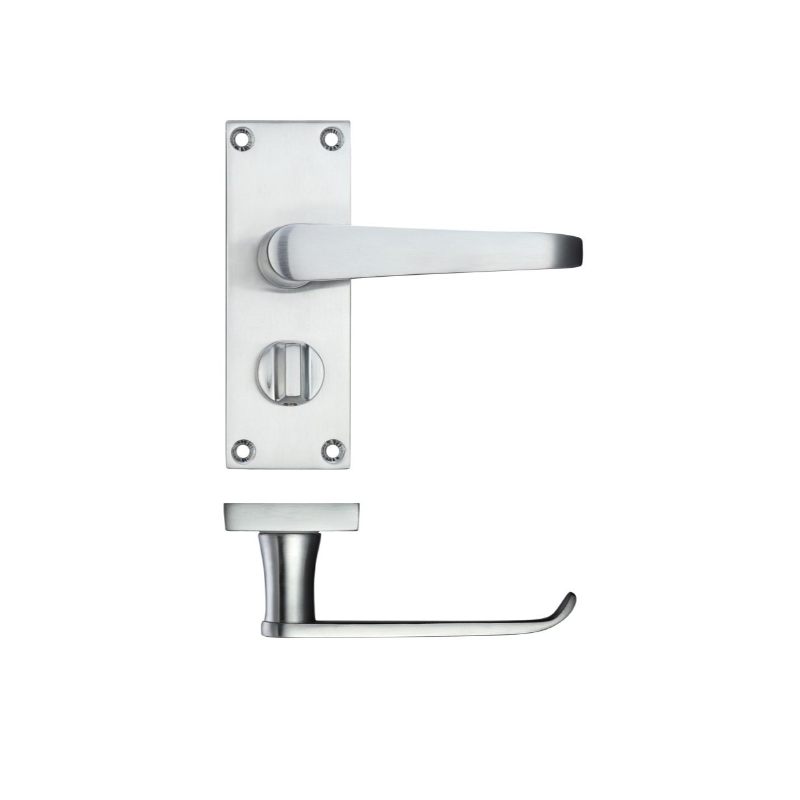 Zoo Project Victorian Flat Lever on Privacy Backplate 114 x 40mm-Satin Chrome