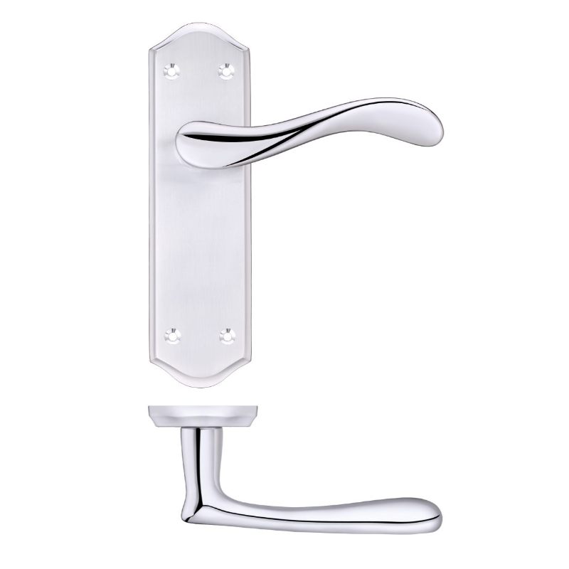 Zoo Project Asti Lever on Latch Backplate-Satin Chrome / Polished Chrome