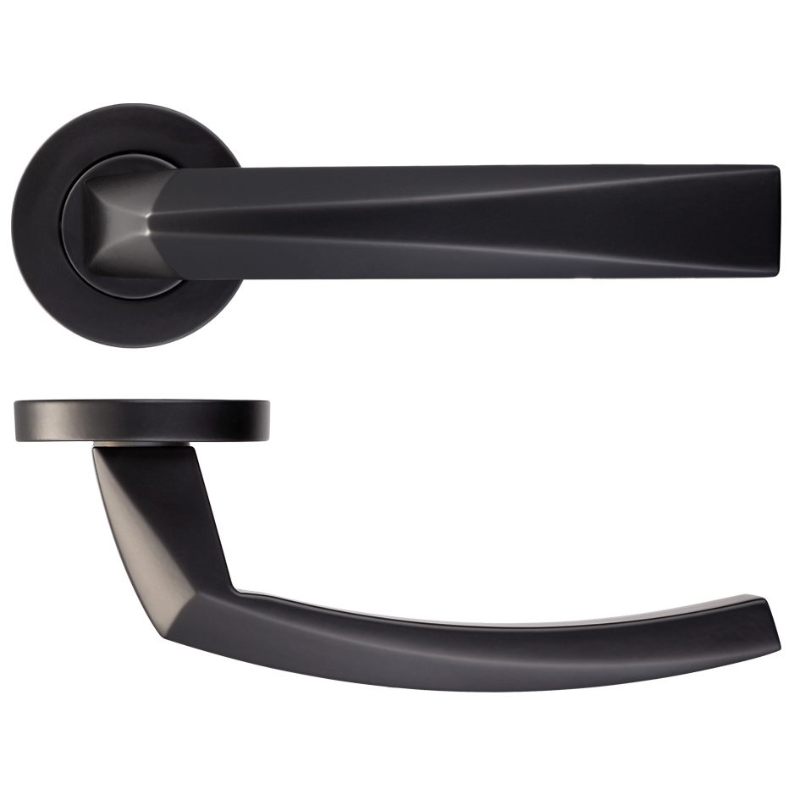 Zoo Hydra Lever on Round Rose - Powder Coat Black-Powder Coat Black