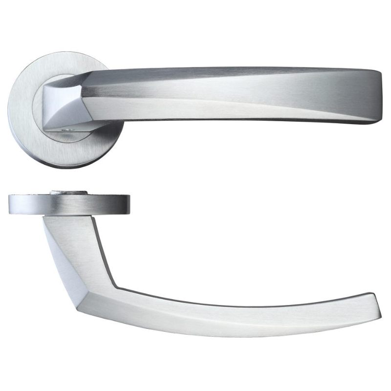 Zoo Hydra Lever on Round Rose - Satin Chrome-Satin Chrome