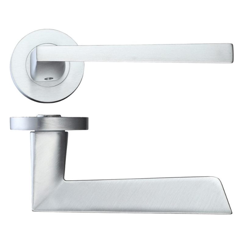 Zoo Lupus Lever on Round Rose - Satin Chrome-Satin Chrome