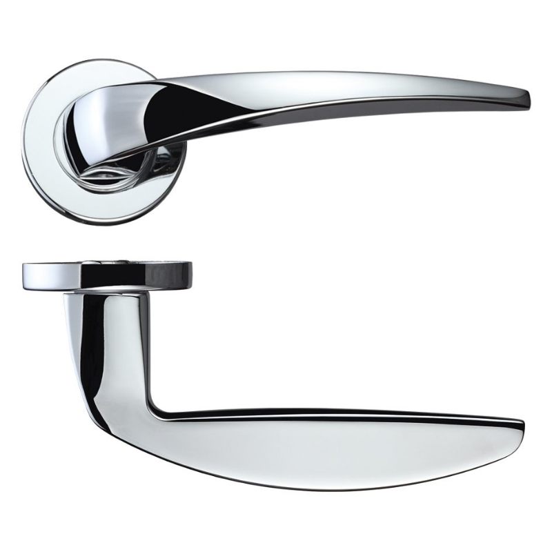 Zoo Cygnus Lever on Round Rose - Polished Chrome-Polished Chrome