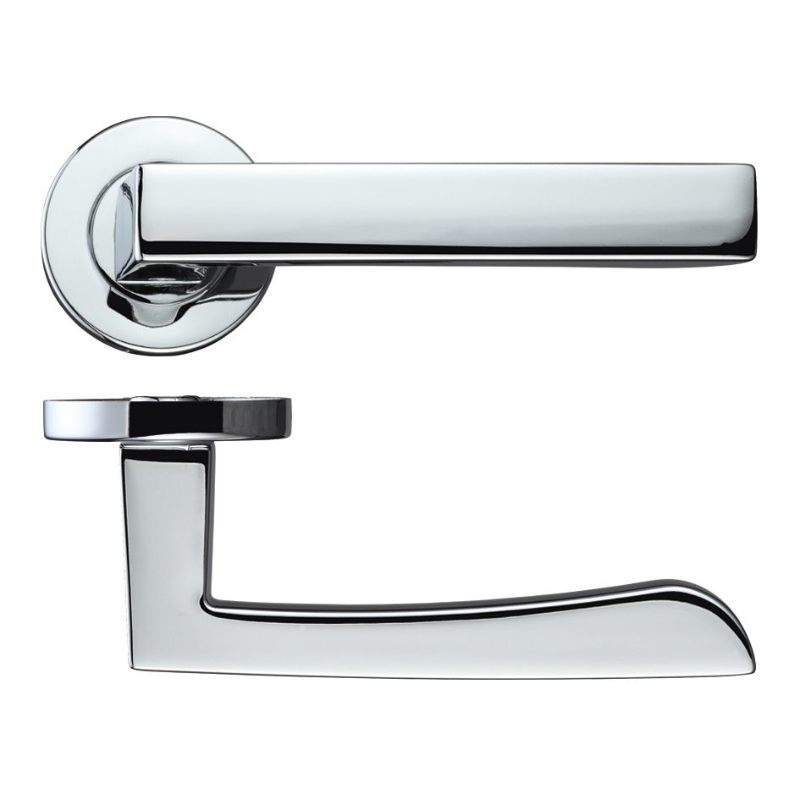 Zoo Mensa Lever on Round Rose - Polished Chrome-Polished Chrome