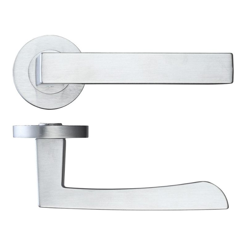 Zoo Mensa Lever on Round Rose - Satin Chrome-Satin Chrome