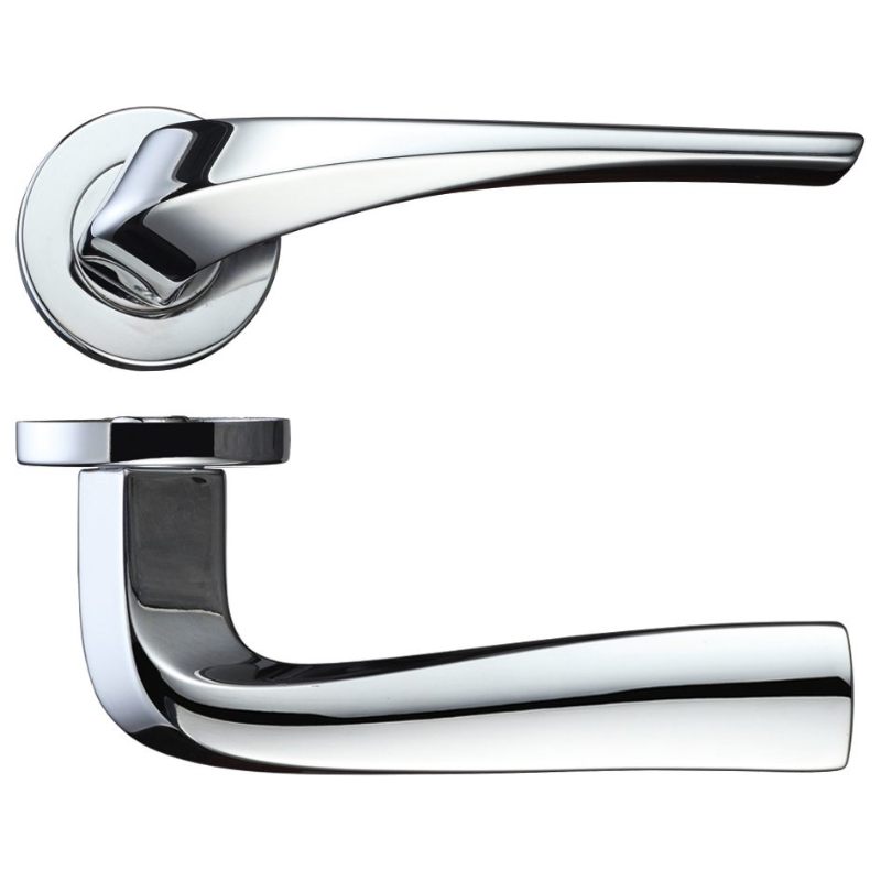 Zoo Aries Lever on Round Rose - Polished Chrome-Polished Chrome