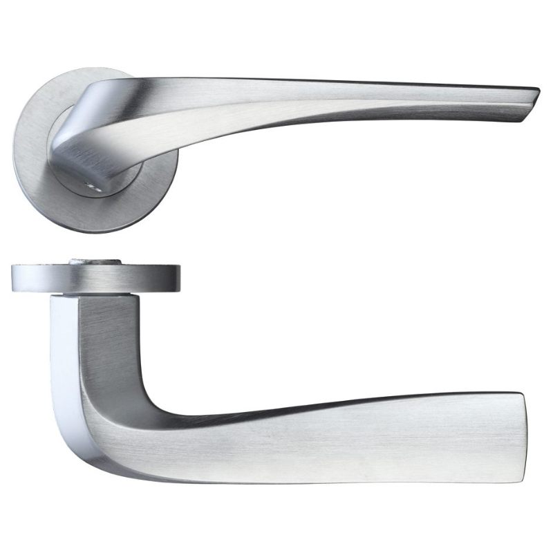 Zoo Aries Lever on Round Rose - Satin Chrome-Satin Chrome