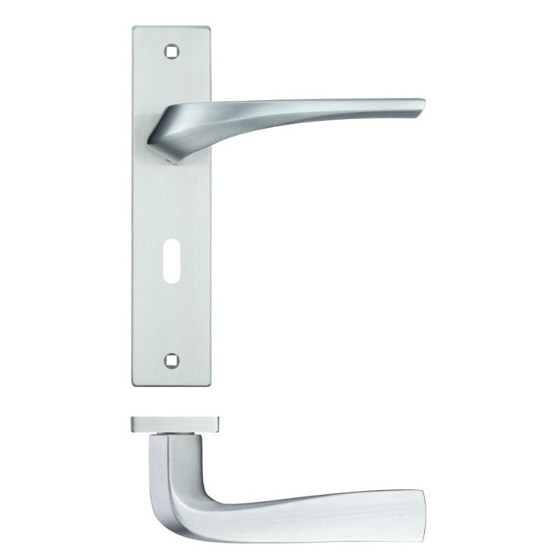 Zoo Aries Lever Lock (57mm c/c) On Backplate - 190x42mm - Satin Chrome-Satin Chrome