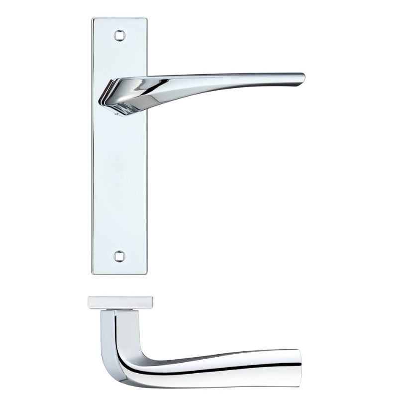 Zoo Aries Lever Latch On Backplate - 190x42mm - Polished Chrome-Polished Chrome