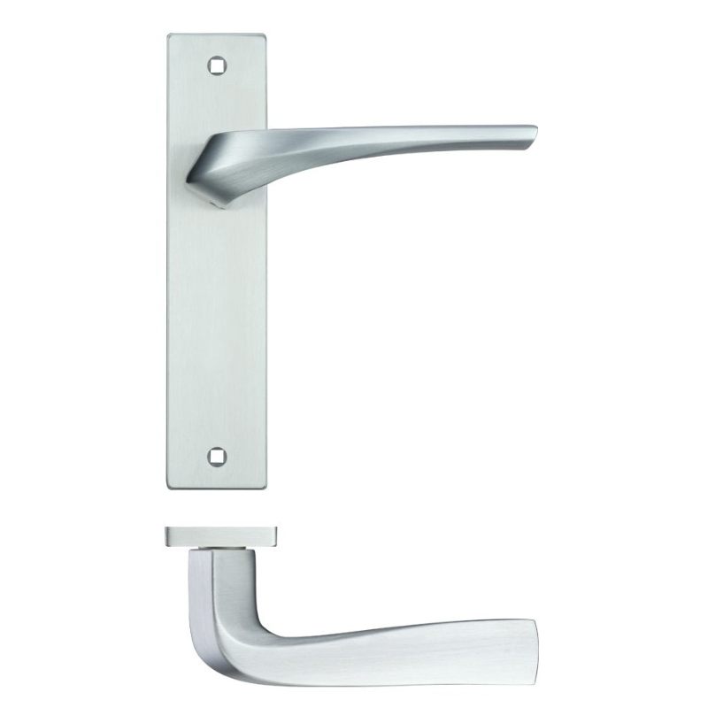 Zoo Aries Lever Latch On Backplate - 190x42mm - Satin Chrome-Satin Chrome