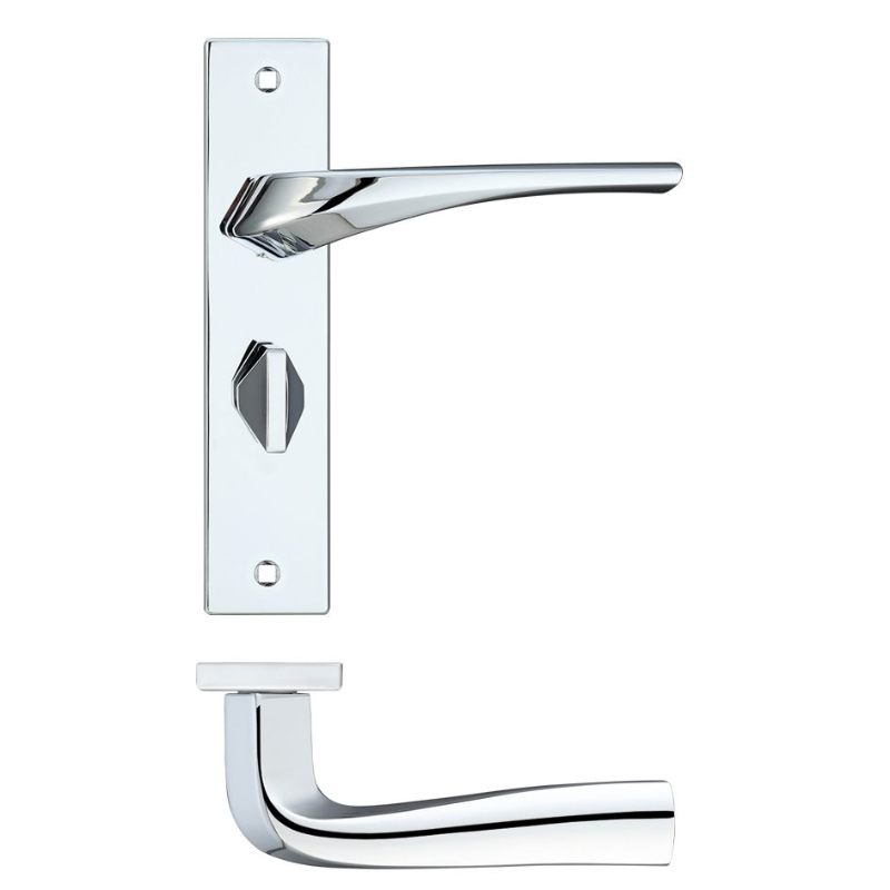 Zoo Aries Lever Bathroom (57mm c/c) On Backplate - 190x42mm - Polished Chrome-Polished Chrome