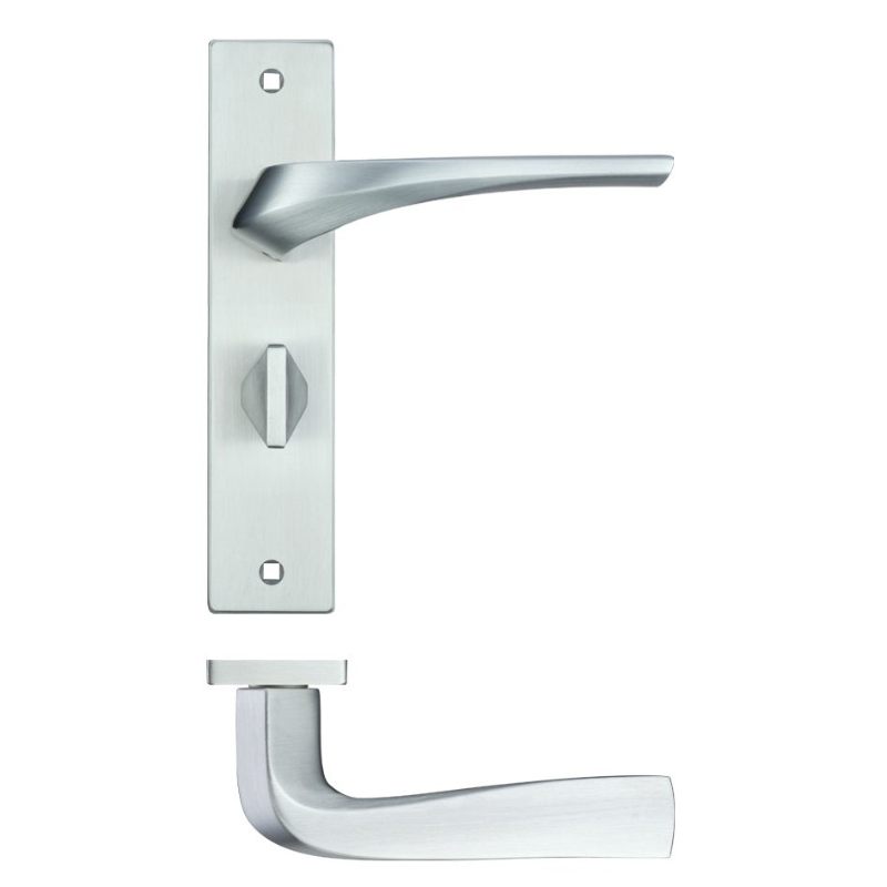 Zoo Aries Lever Bathroom (57mm c/c) On Backplate - 190x42mm - Satin Chrome-Satin Chrome