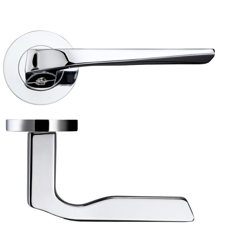 Zoo Lyra Lever on Round Rose - Polished Chrome-Polished Chrome