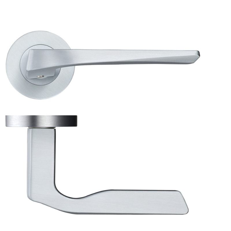 Zoo Lyra Lever on Round Rose - Satin Chrome-Satin Chrome