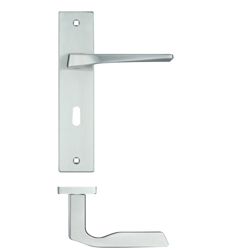 Zoo Lyra Lever Lock (57mm c/c) On Backplate - 190x42mm - Satin Chrome-Satin Chrome