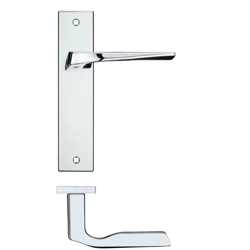 Zoo Lyra Lever Latch On Backplate - 190x42mm - Polished Chrome-Polished Chrome