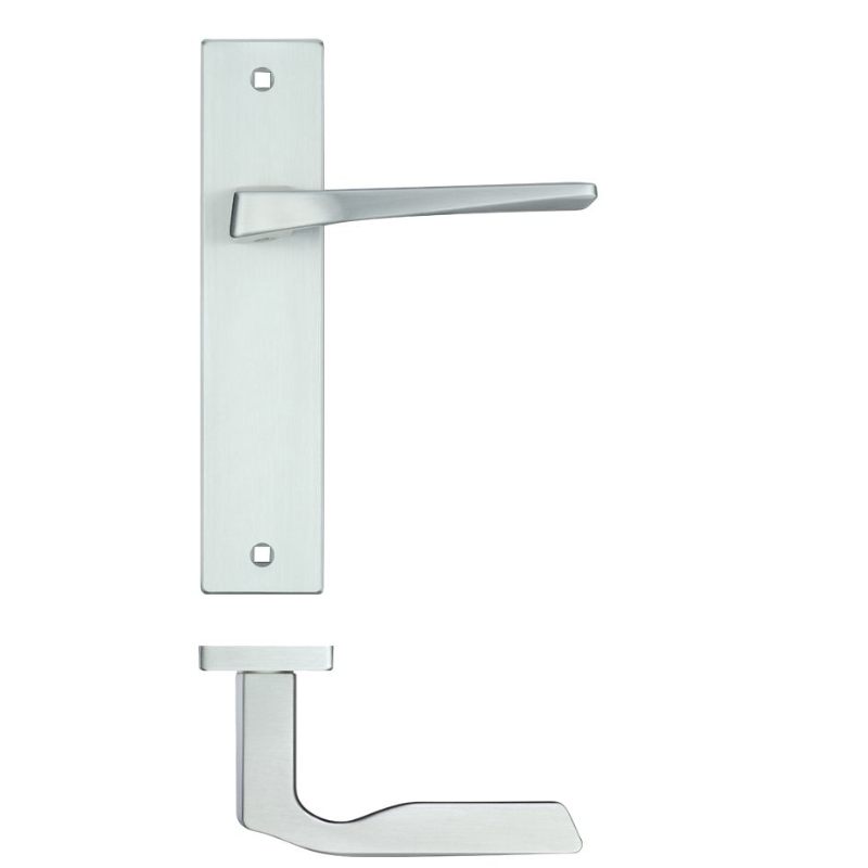 Zoo Lyra Lever Latch On Backplate - 190x42mm - Satin Chrome-Satin Chrome