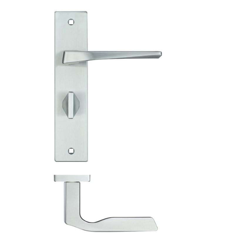 Zoo Lyra Lever Bathroom (57mm c/c) On Backplate - 190x42mm - Satin Chrome-Satin Chrome