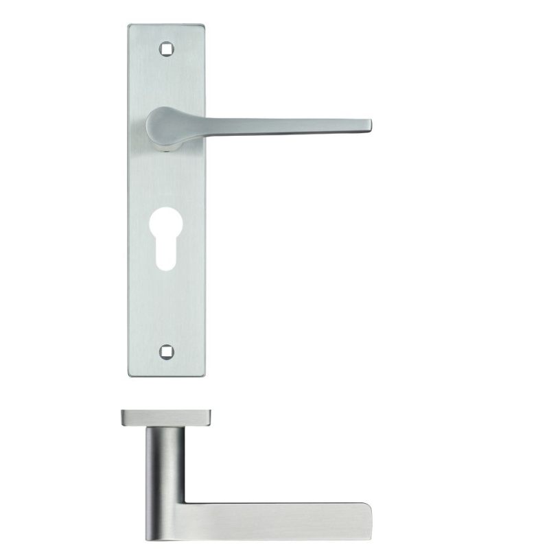 Zoo Draco Lever Euro Lock (47.5mm c/c) On Backplate - 190x42mm - Satin Chrome-Satin Chrome