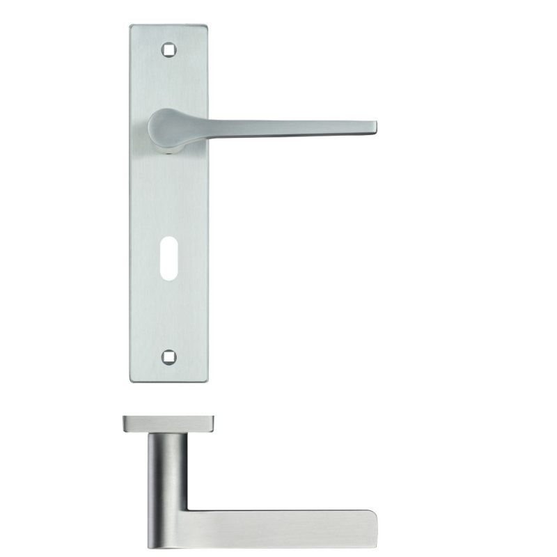 Zoo Draco Lever Lock (57mm c/c) On Backplate - 190x42mm - Satin Chrome-Satin Chrome