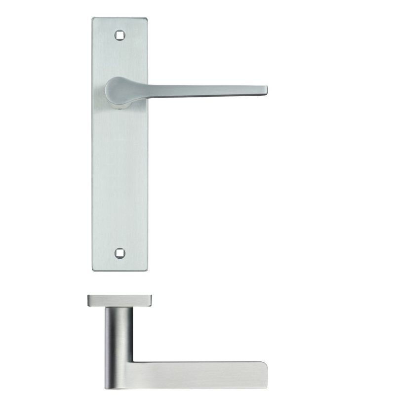 Zoo Draco Lever Latch On Backplate - 190x42mm - Satin Chrome-Satin Chrome