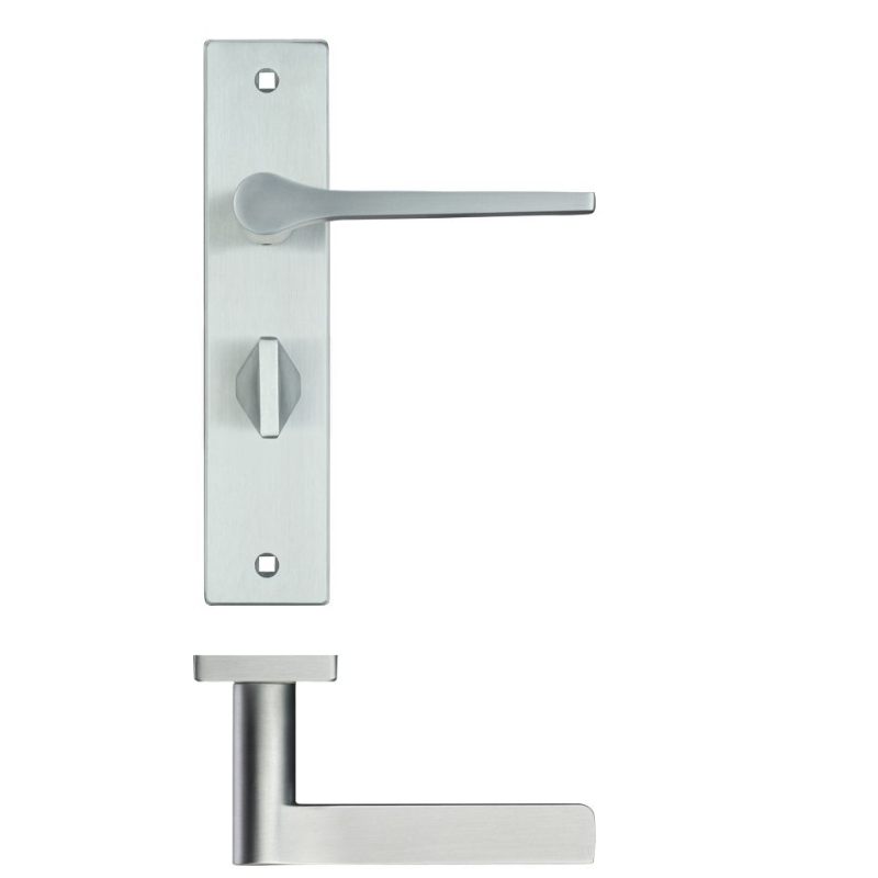 Zoo Draco Lever Bathroom (57mm c/c) On Backplate - 190x42mm - Satin Chrome-Satin Chrome