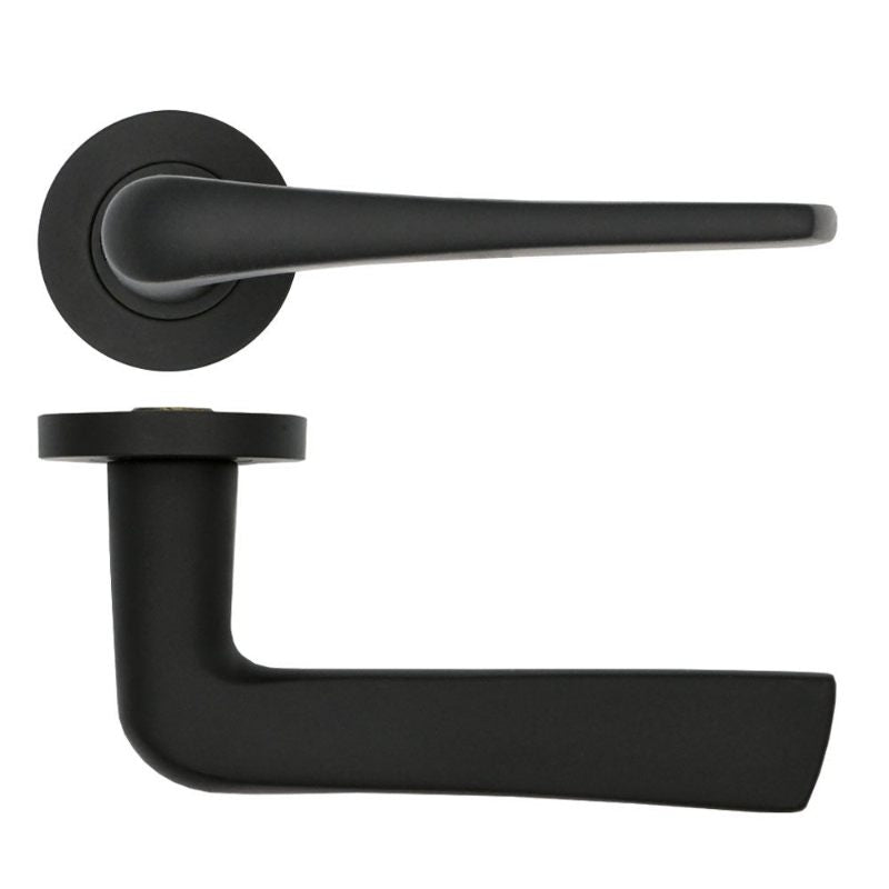 Zoo Como Lever on Round Rose-Powder Coat Black