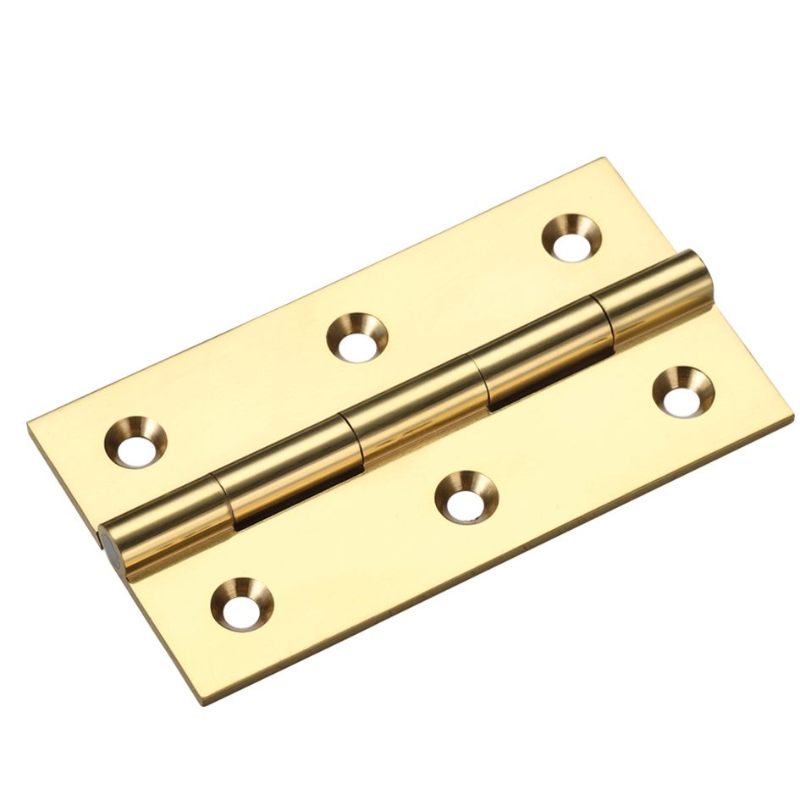 Zoo Solid Drawn Brass Butt Hinge - 75 x 41 x 2mm-Polished Brass