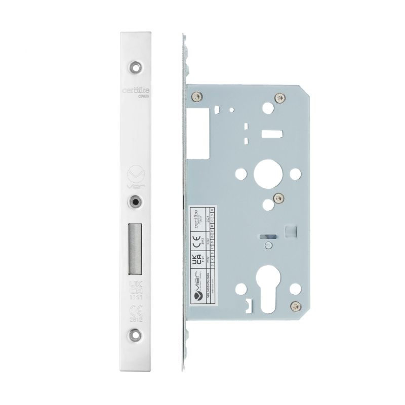 Zoo Din Euro Deadlock- Backset 60mm - 2 Pc Forend - Square - PSS - Polished Stainless Steel-Polished Stainless