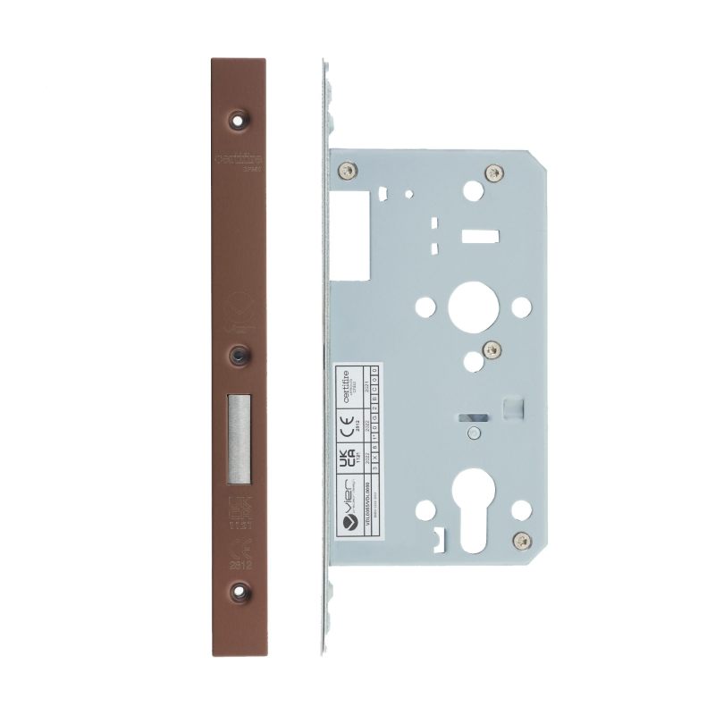 Zoo Din Euro Deadlock- Backset 60mm - 2 Pc Forend Square - PVDBZ - Satin Bronze Effect-PVD Bronze