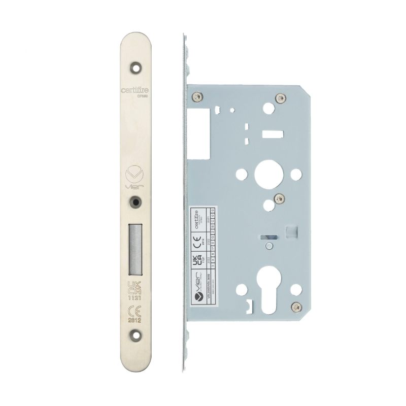 Zoo Din Euro Deadlock- Backset 60mm - 2 Pc Forend - Radius - SSS - Satin Stainless Steel-Satin Stainless