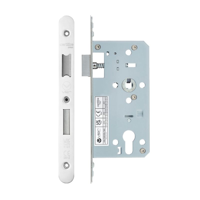 Zoo Din Euro Sashlock- Backset 55mm - 2 Pc Forend - Radius - PSS - Polished Stainless Steel-Polished Stainless