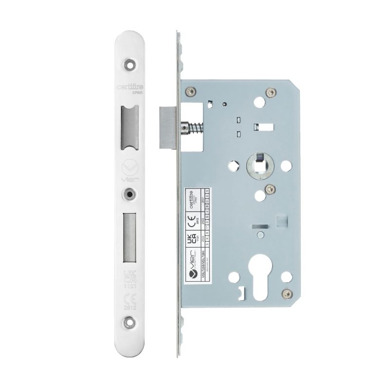 Zoo Din Euro Sashlock- Backset 60mm - 2 Pc Forend - Radius - PSS - Polished Stainless Steel-Polished Stainless