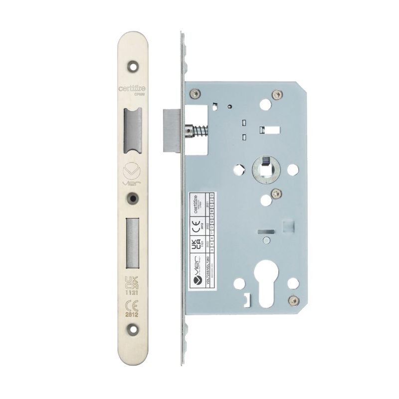 Zoo Din Euro Sashlock- Backset 60mm - 2 Pc Forend - Radius - SSS - Satin Stainless Steel-Satin Stainless