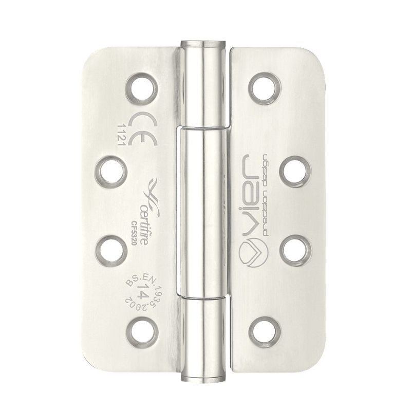 Zoo Grade 14 Concealed Bearing Hinge Stainless Steel Radius - Grade 201 - 102 x 76 x 3mm (PAIR)-Satin Stainless