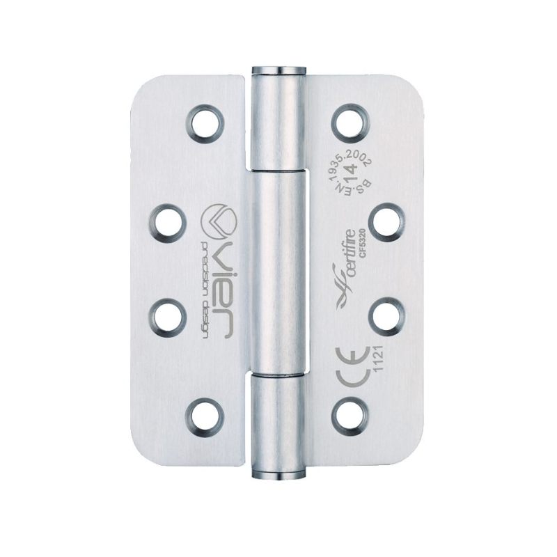 Zoo Grade 14 Concealed Bearing Hinge Stainless Steel Radius - Grade 201 - 102 x 76 x 3mm (PAIR)-Satin Stainless