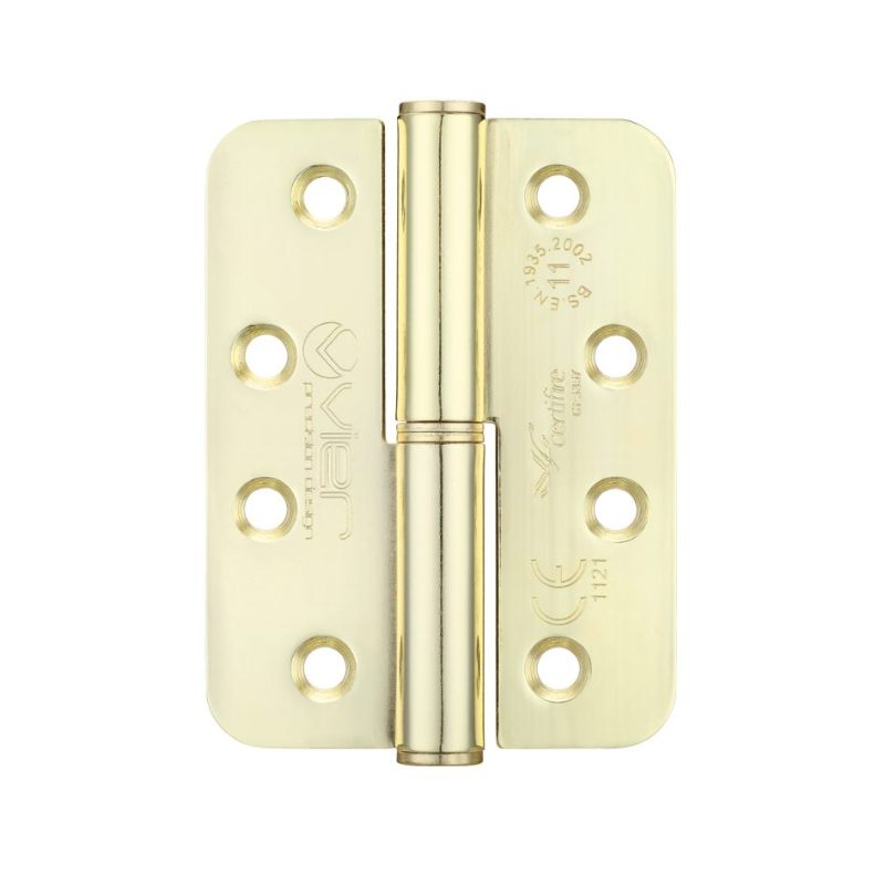 Zoo Grade 11 Lift Off Hinge Steel - Radius - Brass - 102 x 76 x 3mm - Right Hand-Electro Brass