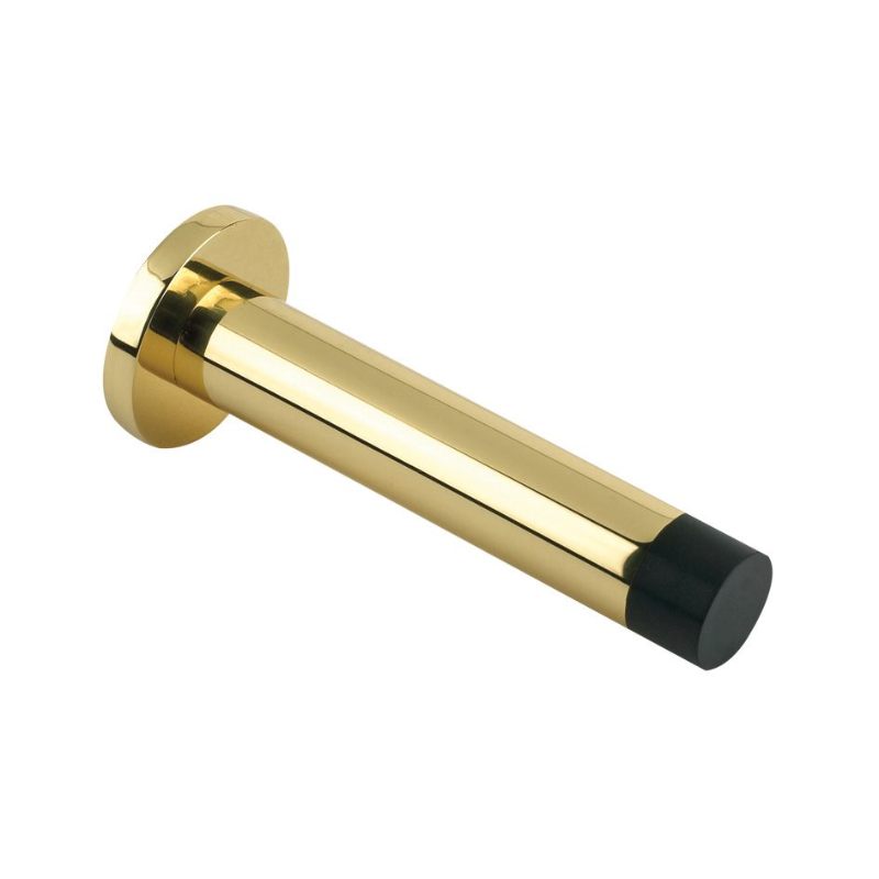 Zoo Door Stop - Cylinder c/w Rose 80mm-Polished Brass