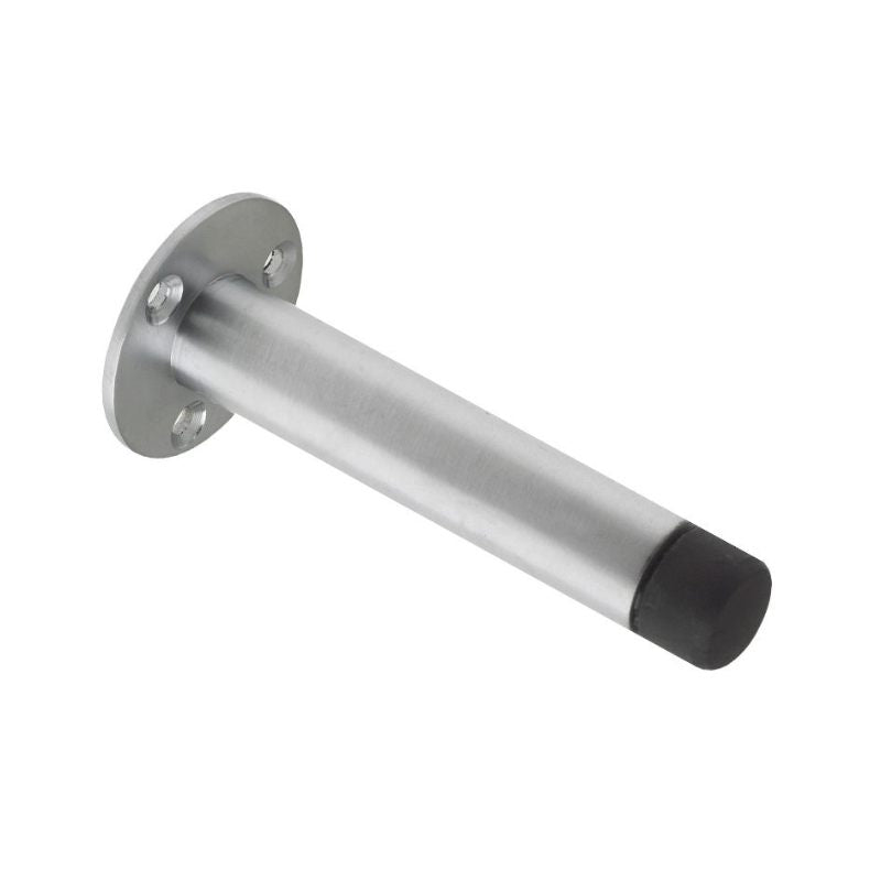 Zoo Door Stop - Cylinder with Rose 90mm - Face Fix-Satin Chrome