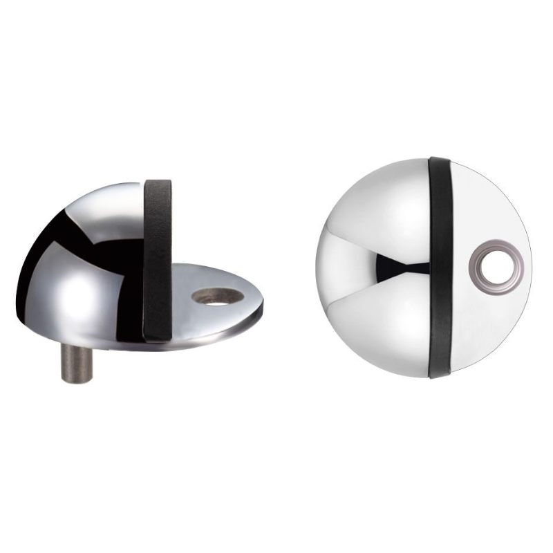 Zoo Door Stop - Floor Mounted Oval - 40mm-Polished Stainless