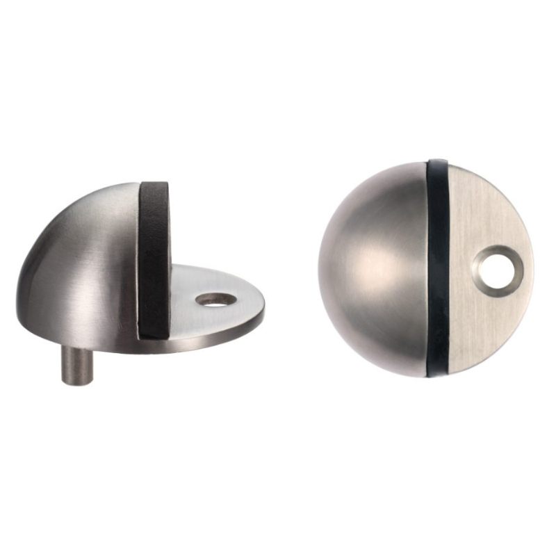 Zoo Door Stop - Floor Mounted Oval - 40mm-Satin Stainless