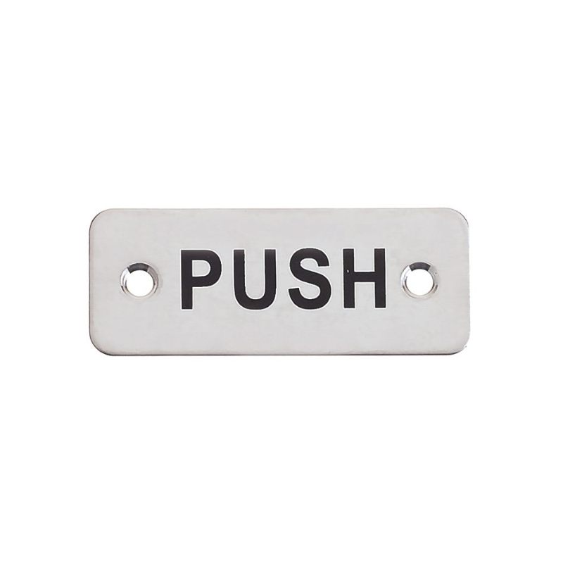 Zoo Rectangular Push Sign - 75 x 30mm-Satin Stainless