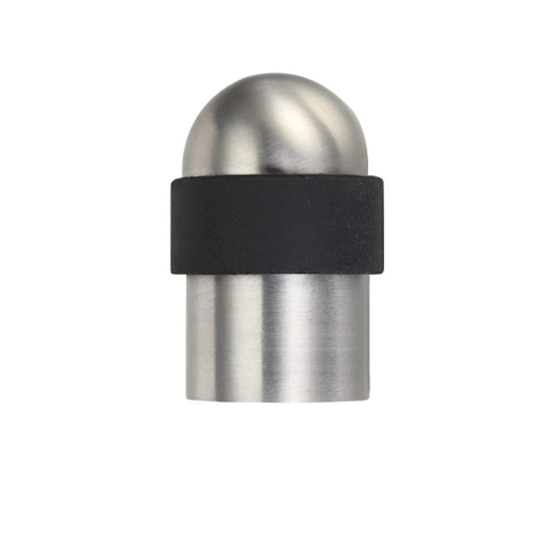 Zoo Door Stop Floor Mounted - Round Collared Domed Top 51mm Projection-Satin Stainless