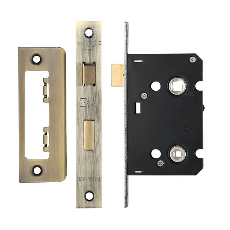 Zoo Bathroom Lock 2.5" - 57mm c/c-Florentine Bronze