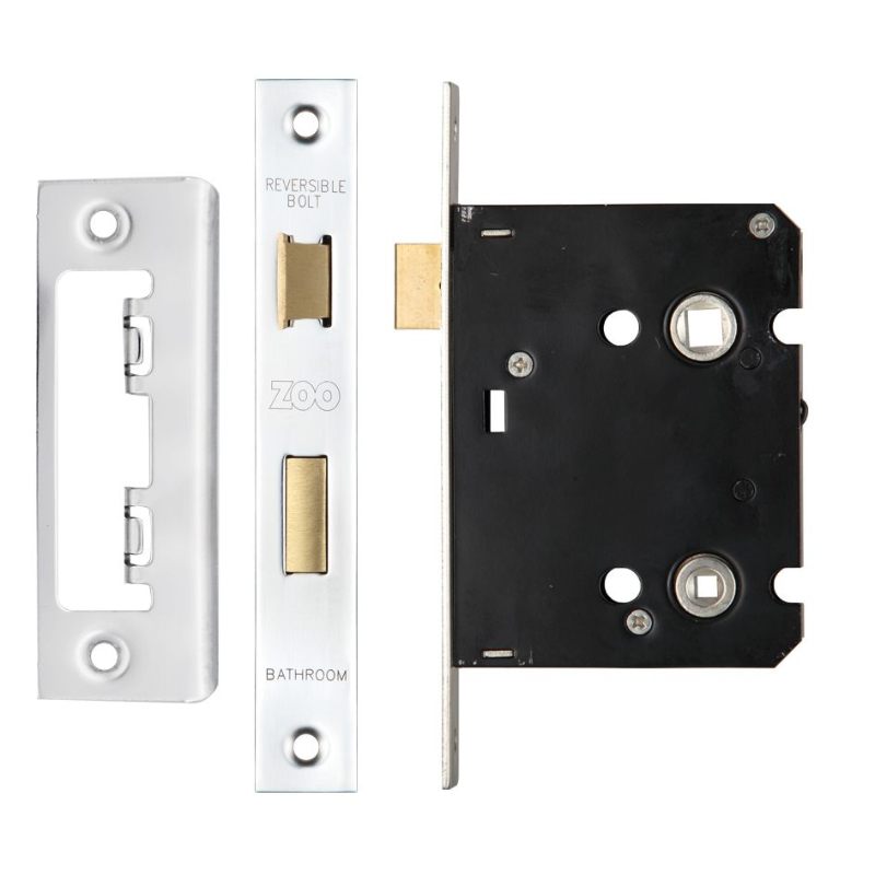 Zoo Bathroom Lock 3" - 57mm c/c-Polished Stainless