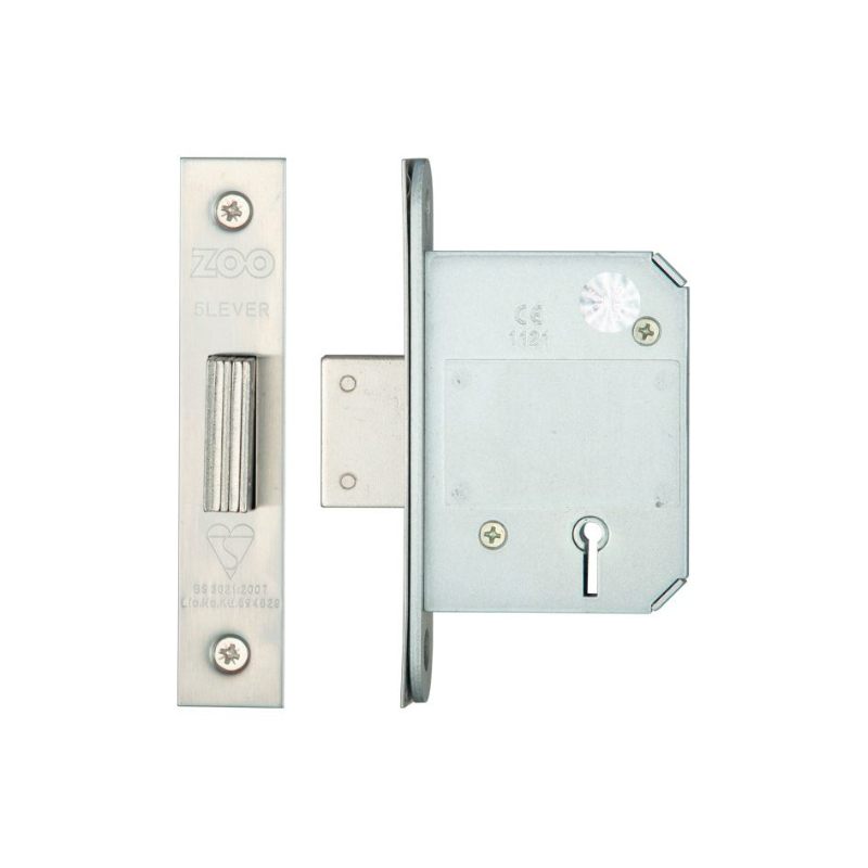 Zoo British Standard 5 Lever Deadlock - 64mm-Satin Stainless