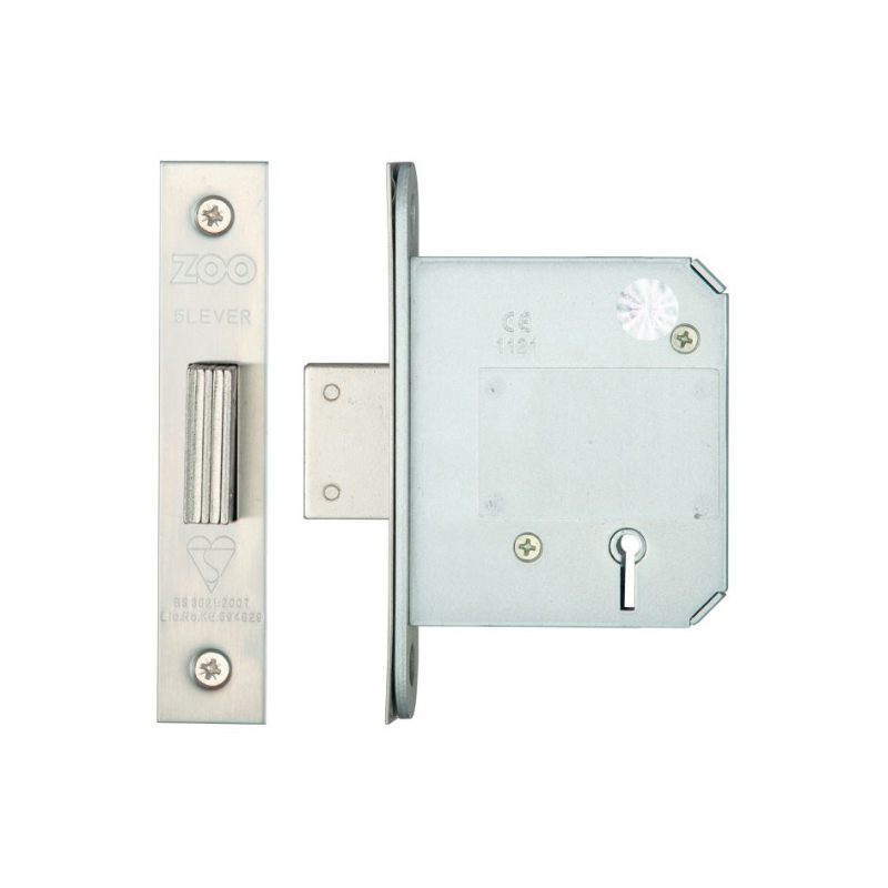 Zoo British Standard 5 Lever Deadlock - 76mm-Satin Stainless